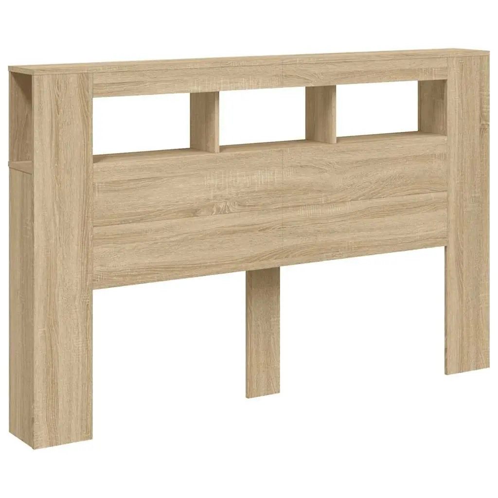 LED Headboard Brown Engineered Wood 160cm RGB Lights Modern Bedroom Furniture