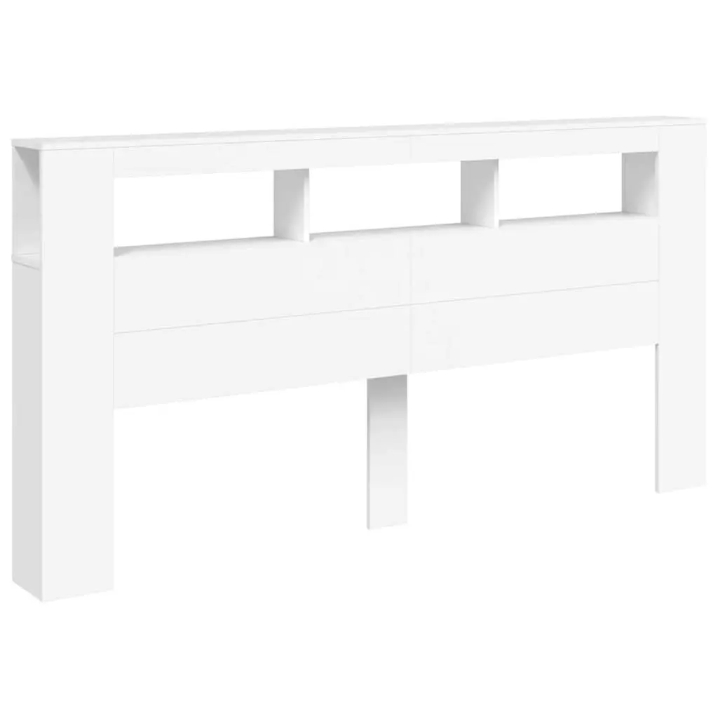 LED Headboard White 200cm Engineered Wood Bed Frame Modern Bedroom Furniture