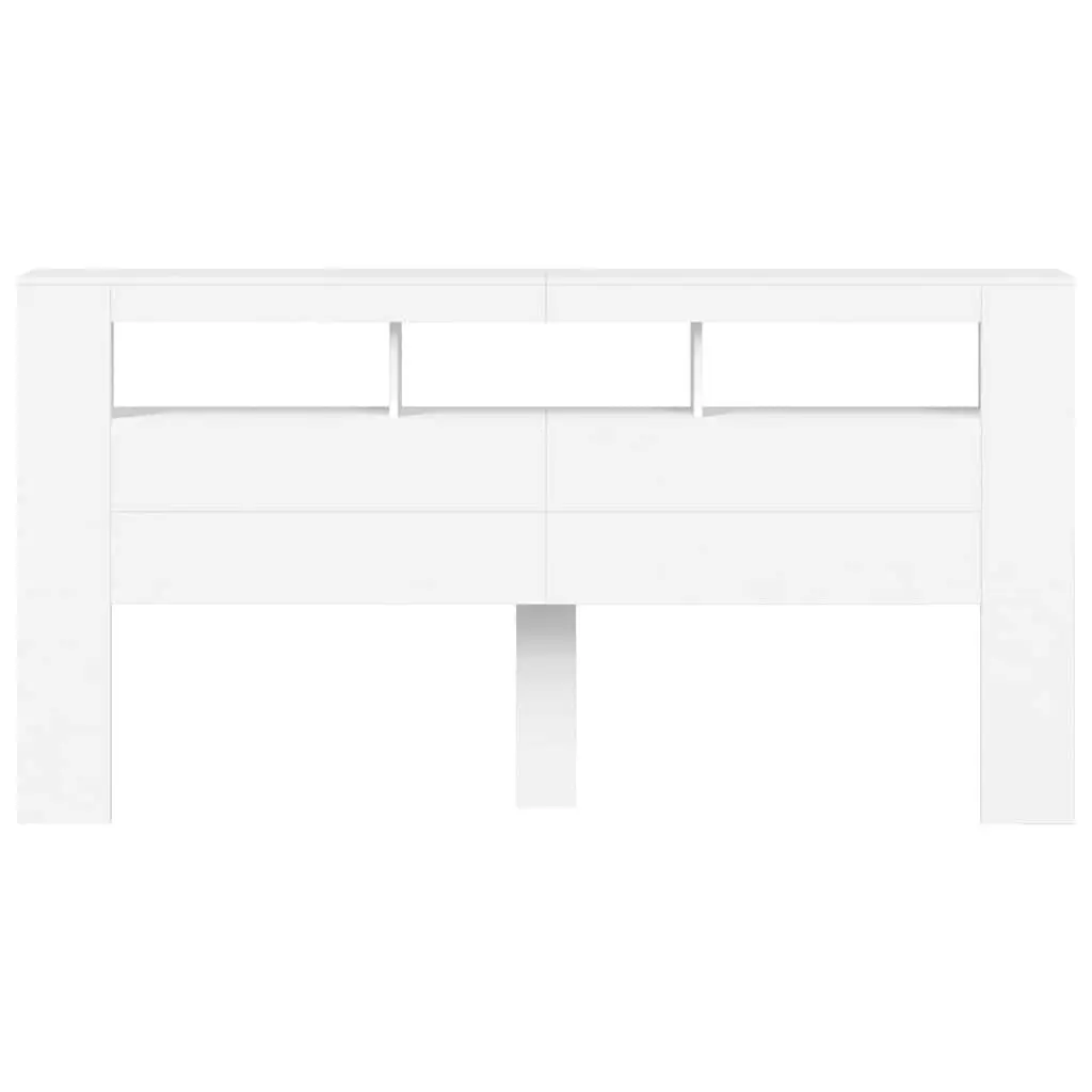 LED Headboard White 200cm Engineered Wood Bed Frame Modern Bedroom Furniture