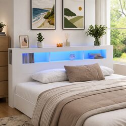 LED Headboard Specifications: 220 cm White with RGB Lighting