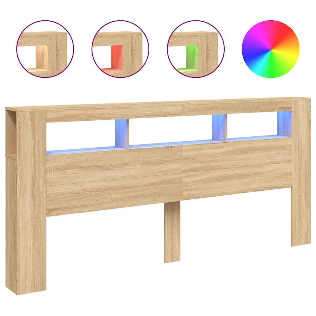 220cm LED Headboard with RGB Lights and Engineered Wood