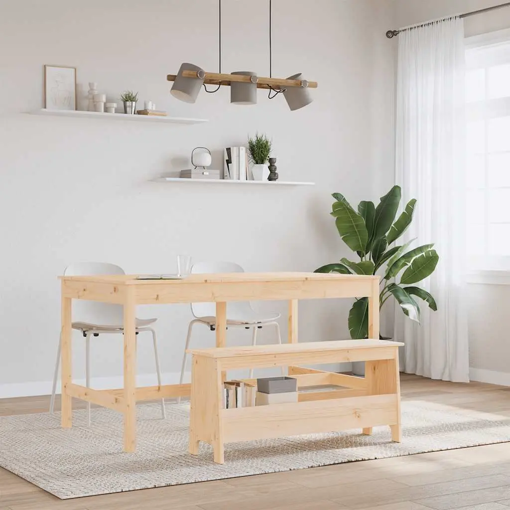 Brown Hall Bench Made of Solid Pine Wood 100x28x45cm