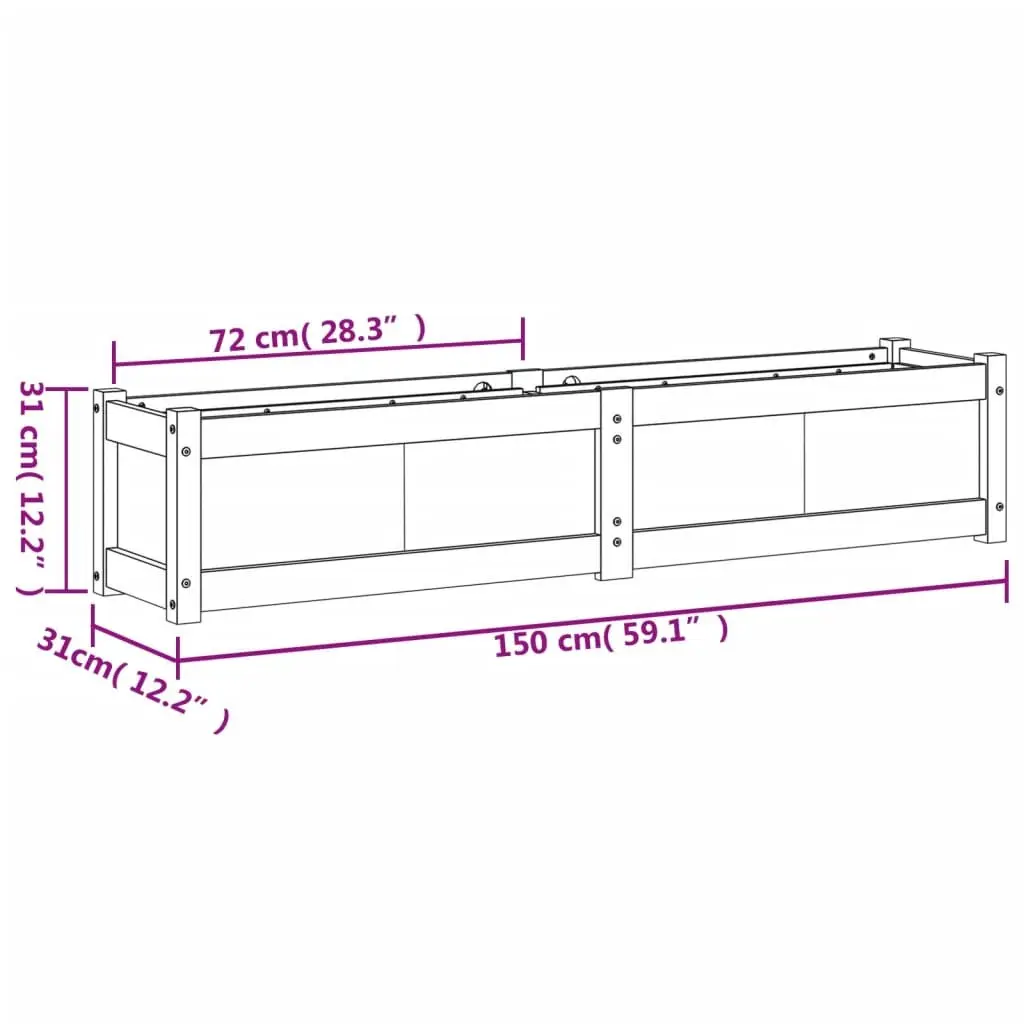 Outdoor Garden Planter Box, 150x31x31 cm Solid Pine