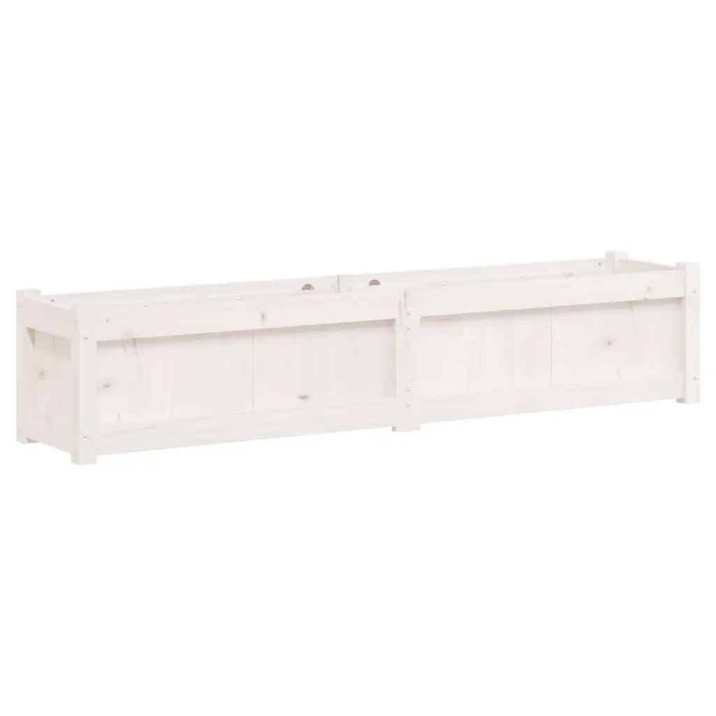 Pine Wood Planters 2 Piece Set Outdoor Garden Decor Spacious White for Balcony and Patio