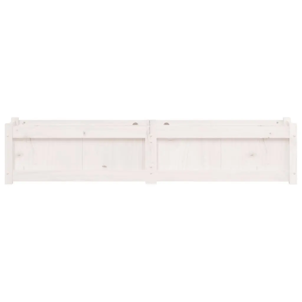 Pine Wood Planters 2 Piece Set Outdoor Garden Decor Spacious White for Balcony and Patio