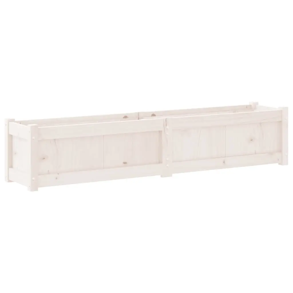 Pine Wood Planters 2 Piece Set Outdoor Garden Decor Spacious White for Balcony and Patio