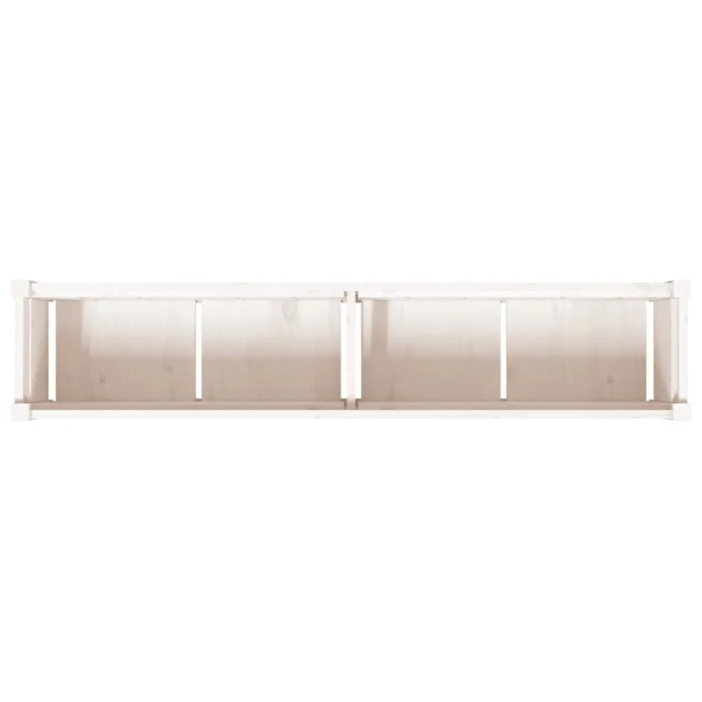 Pine Wood Planters 2 Piece Set Outdoor Garden Decor Spacious White for Balcony and Patio