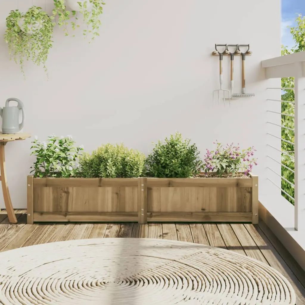 Garden Planter Box 150x31x31 cm Impregnated Pine Wood Raised Bed Outdoor
