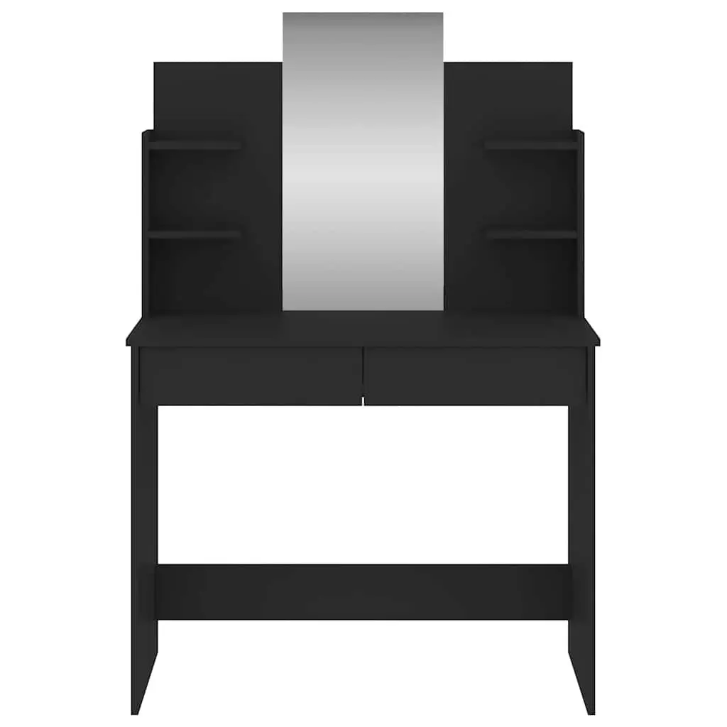 Dressing Table with Mirror Black Bedroom Vanity Unit Storage Drawers Shelves