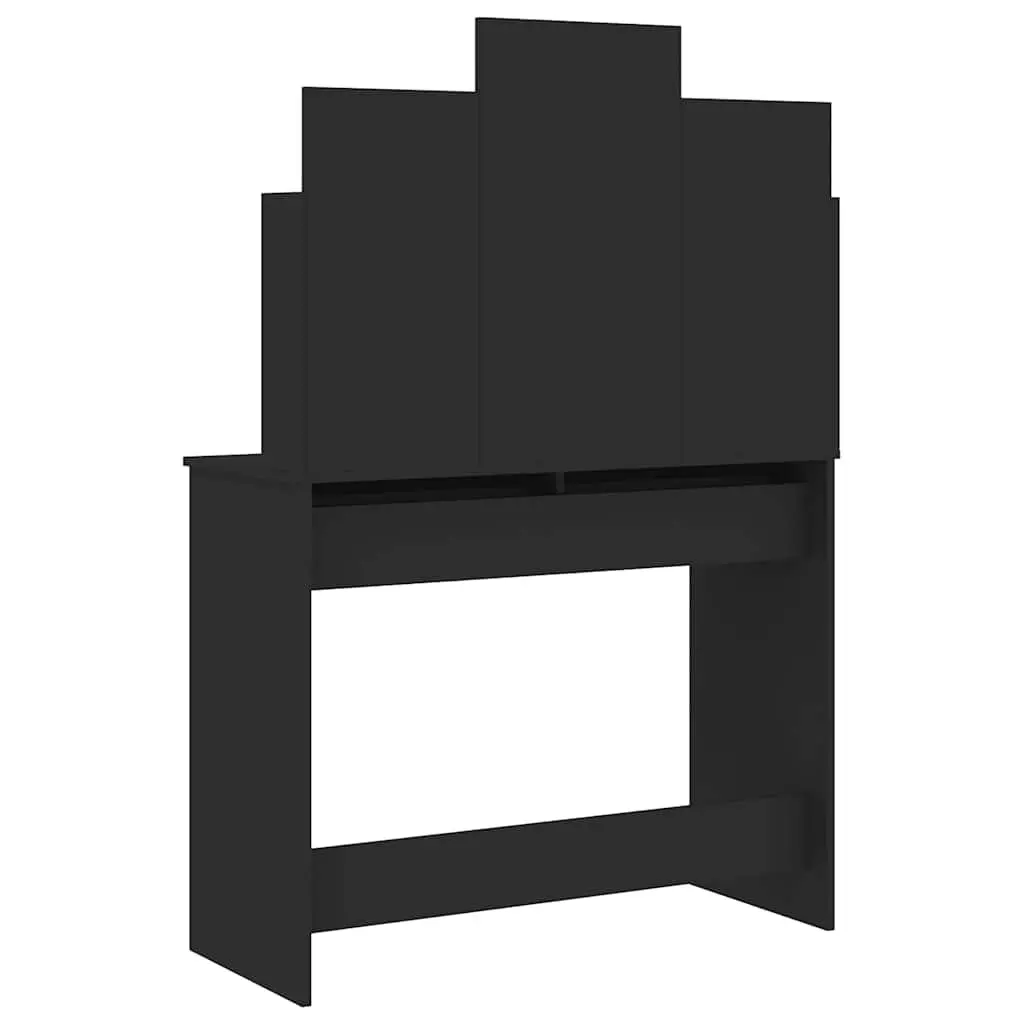 Dressing Table with Mirror Black Bedroom Vanity Unit Storage Drawers Shelves
