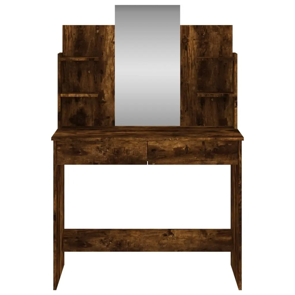 Dressing Table with Mirror for Bedroom Brown Engineered Wood Vanity Unit 96 x 39 x 142 cm