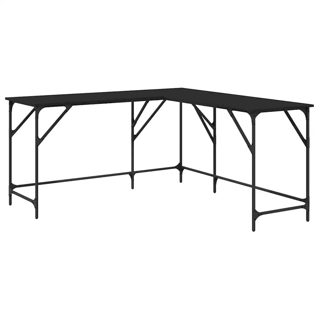 L-Shaped Office Desk Black Computer Workstation Corner Writing Table 149 x 149 x 75 cm