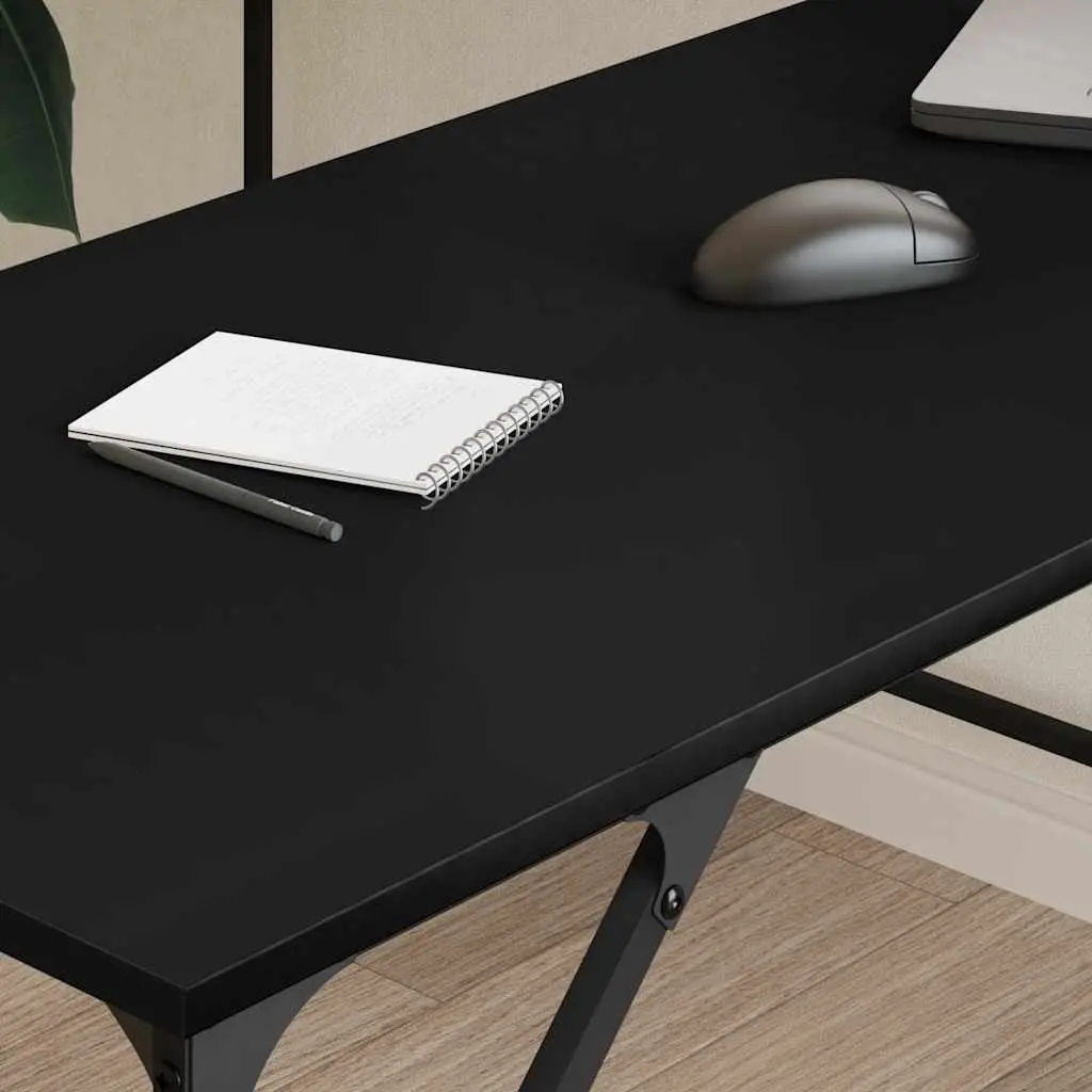 L-Shaped Office Desk Black Computer Workstation Corner Writing Table 149 x 149 x 75 cm