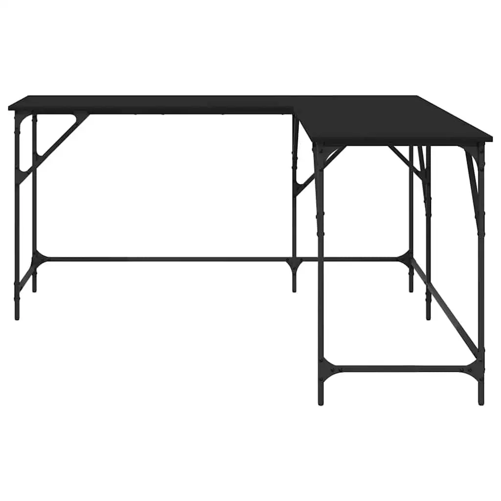 L-Shaped Office Desk Black Computer Workstation Corner Writing Table 149 x 149 x 75 cm