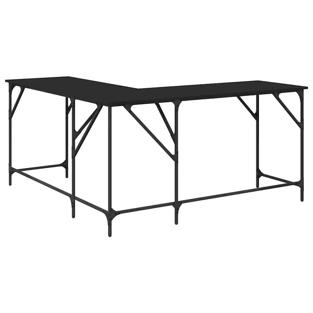 L-Shaped Office Desk Black Computer Workstation Corner Writing Table 149 x 149 x 75 cm