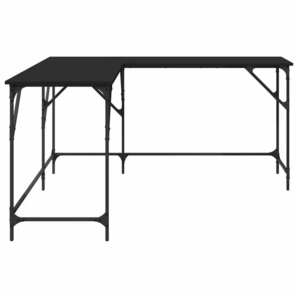 L-Shaped Office Desk Black Computer Workstation Corner Writing Table 149 x 149 x 75 cm