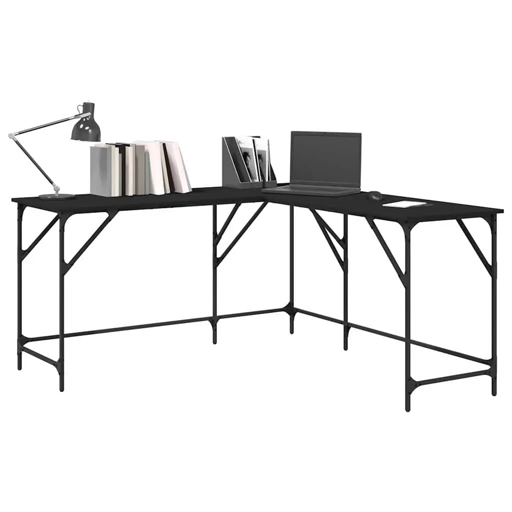 L-Shaped Office Desk Black Computer Workstation Corner Writing Table 149 x 149 x 75 cm