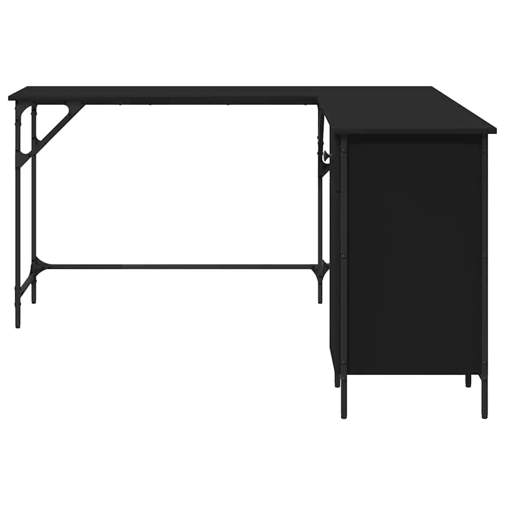 L-Shaped Office Desk Computer Writing Table Storage Corner Workstation Black