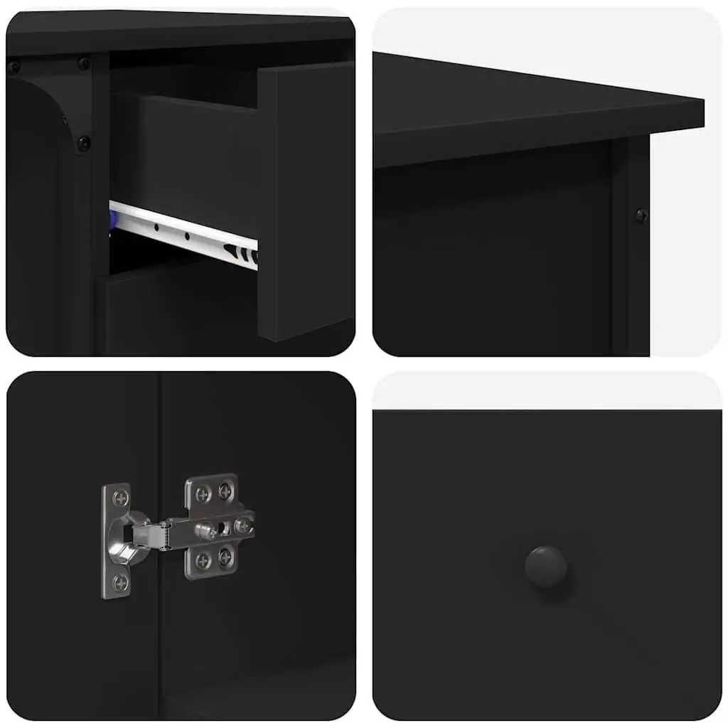 L-Shaped Office Desk Computer Writing Table Storage Corner Workstation Black