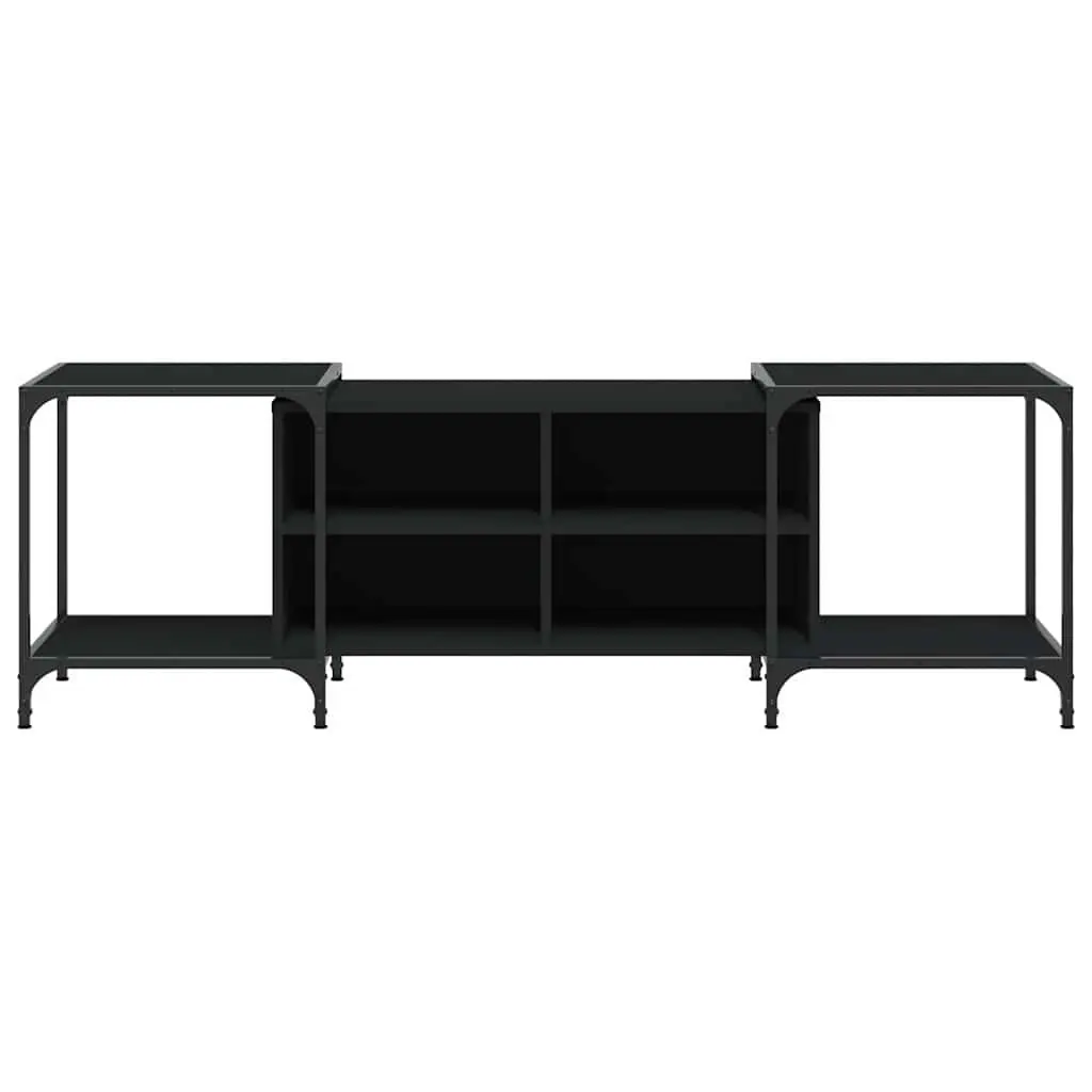 TV Cabinet Black Engineered Wood Media Stand Unit for Living Room 153 x 37 x 50 cm