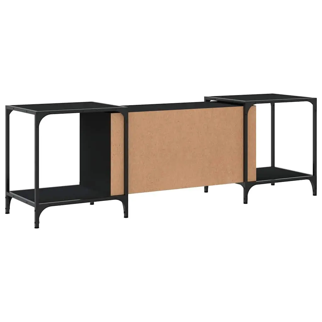 TV Cabinet Black Engineered Wood Media Stand Unit for Living Room 153 x 37 x 50 cm