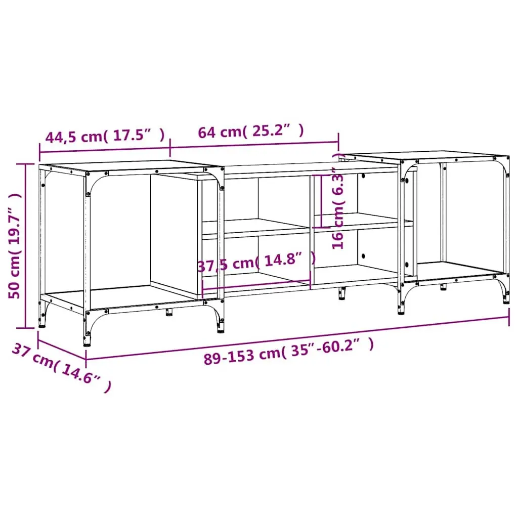 TV Cabinet Black Engineered Wood Media Stand Unit for Living Room 153 x 37 x 50 cm