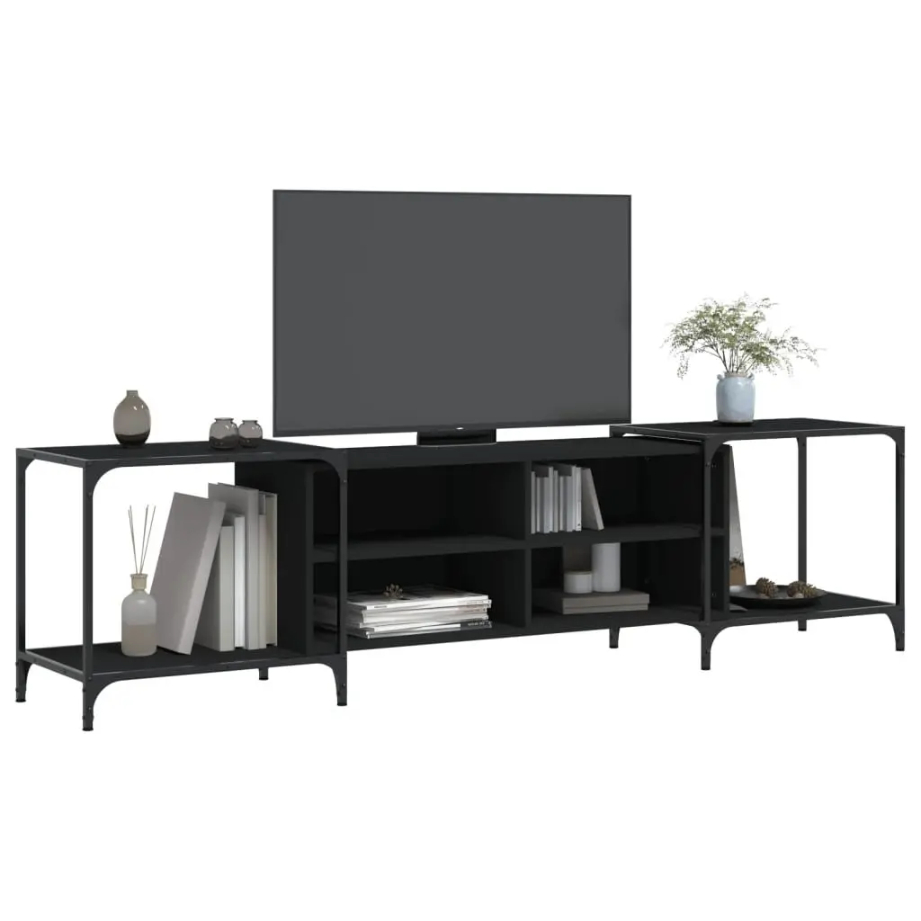 TV Cabinet Black Media Console for Living Room 203x37x50cm