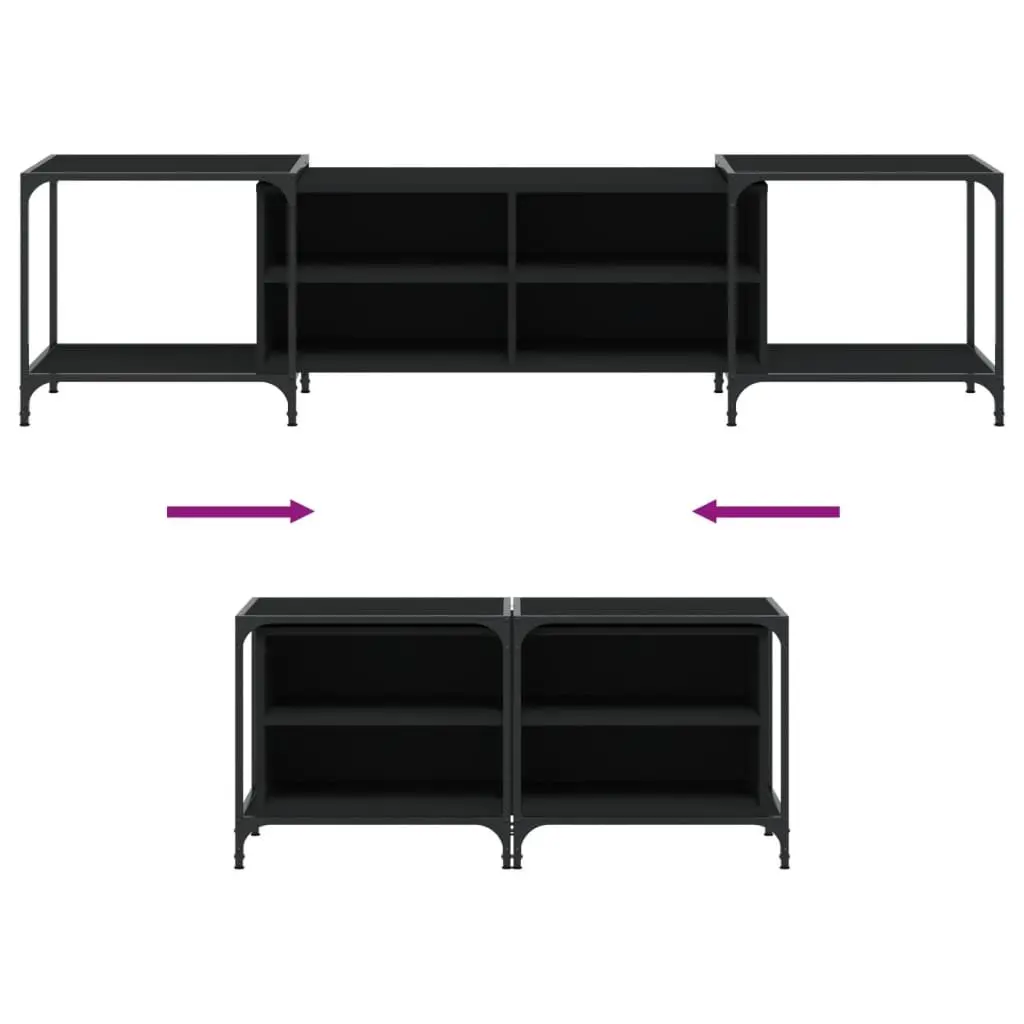 TV Cabinet Black Media Console for Living Room 203x37x50cm