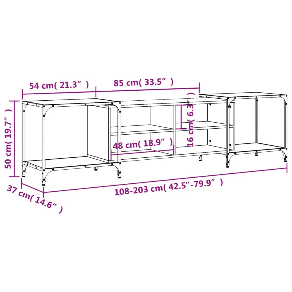 TV Cabinet Black Media Console for Living Room 203x37x50cm