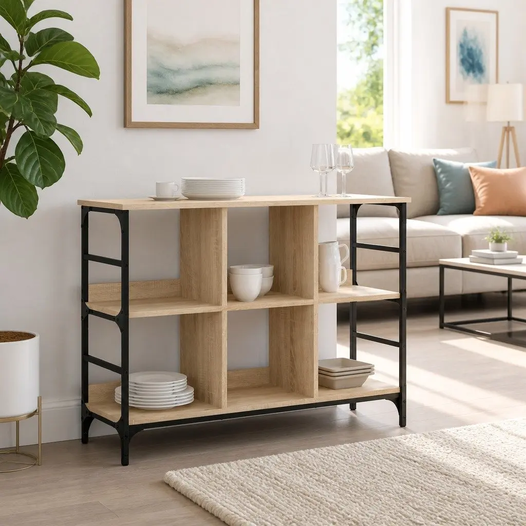 Engineered Wood Sideboard 102W x 32D x 73.5H cm in Brown
