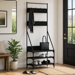 Clothes Rack 72x34x184 cm, Engineered Wood, Black