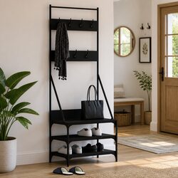 Black Clothes Rack Dimensions: 70 x 40 x 184 cm, Shoe Storage Included