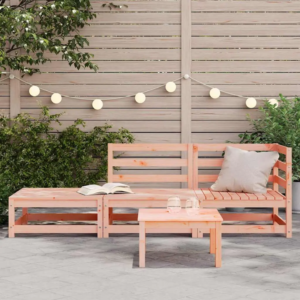 2-Seater Outdoor Garden Sofa with Footstool Solid Wood Patio Lounge