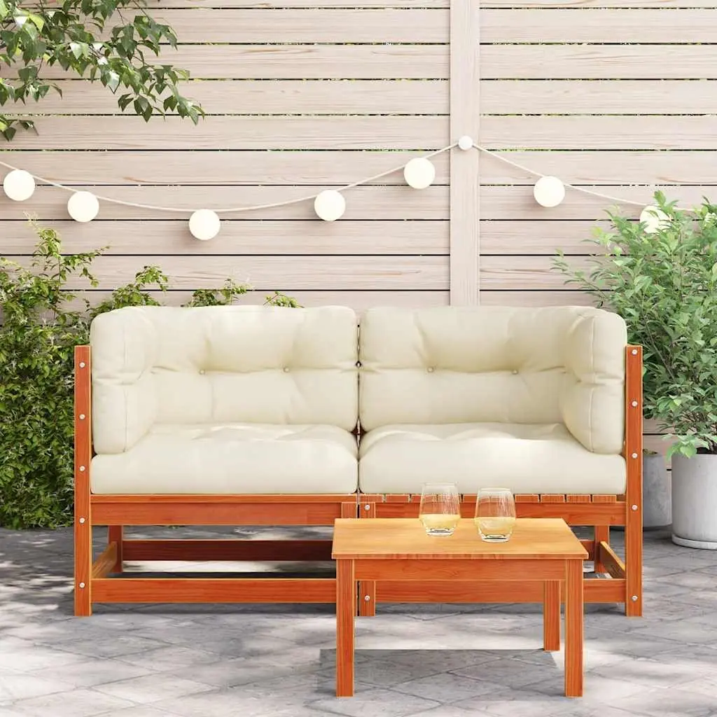 Outdoor Sectional Sofa Unit Garden 2 pcs Wax Brown Solid Wood Pine Modular