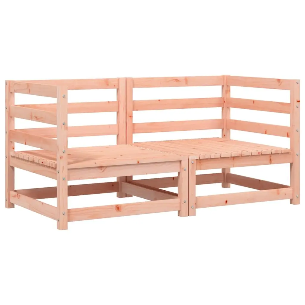 Outdoor Sectional Sofa 2 pcs Corner Garden Seating Brown Wood Patio Furniture