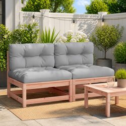 Armless Outdoor Sectional Sofa Set - 2 Pieces, Brown Wood