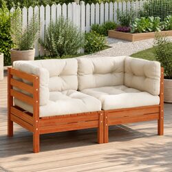 Outdoor Sectional Sofa Set: Brown Solid Wood Construction 2pcs