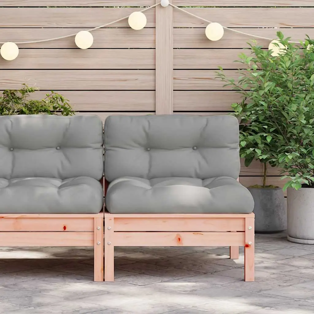Wooden Outdoor Sectional Sofa Armless with Cushions Garden Patio Seating Unit