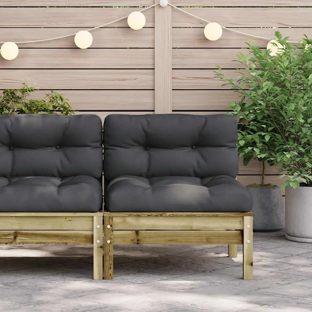 Outdoor Sectional Sofa Armless Garden Furniture Wooden Single Seat With Cushions