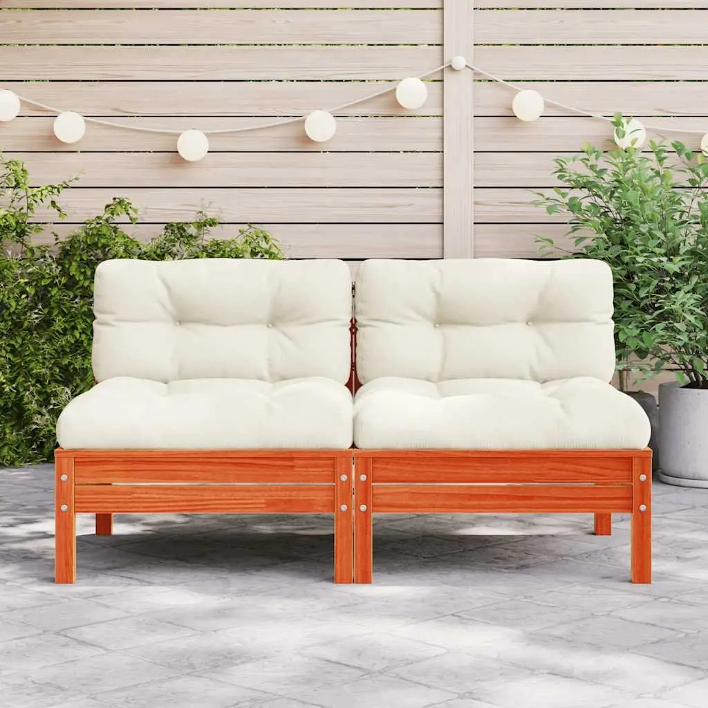Outdoor Sectional Sofa Unit Armless Garden Seating with Cushions 2 Pieces Brown