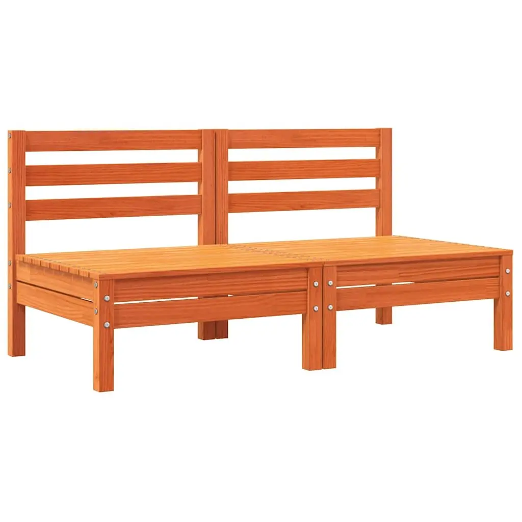 Outdoor Sectional Sofa Unit Armless Garden Seating with Cushions 2 Pieces Brown