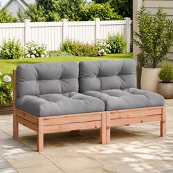 Solid Douglas Wood Outdoor Sofa Units 2 pcs with Cushions