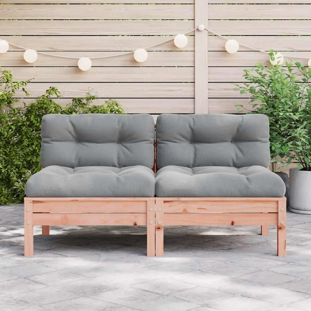 Outdoor Sectional Sofa Units 2 pcs Garden Armless Seating with Cushions Brown