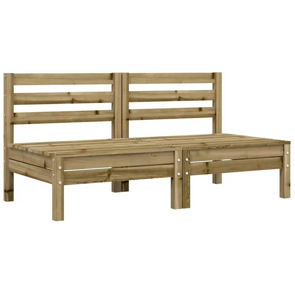 Outdoor Sectional Sofa Unit Armless Garden Seating 2 pcs Brown Cushions