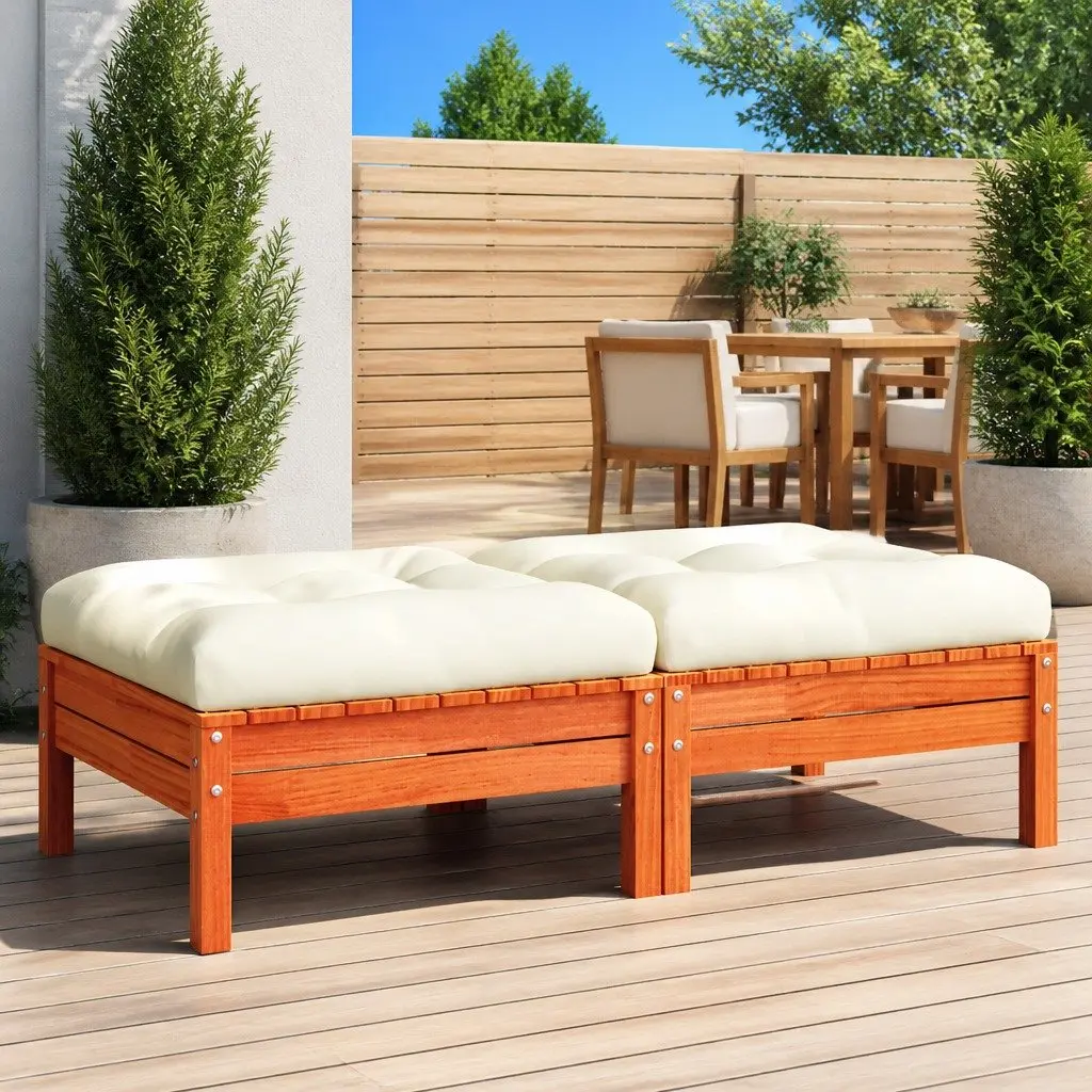 Outdoor Garden Footstools 2 pcs Solid Wood Pine Patio Ottoman Size