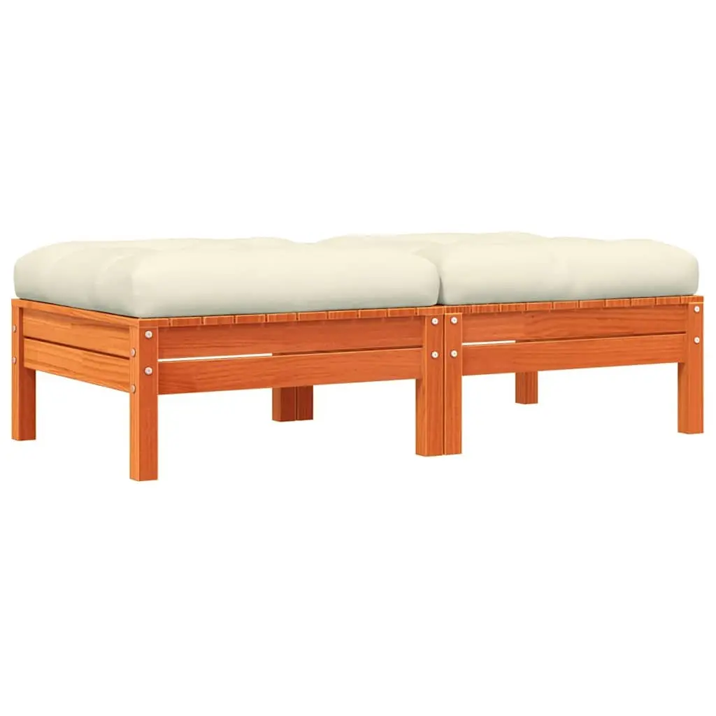 Outdoor Garden Footstools 2 pcs Solid Wood Pine Patio Ottoman Size