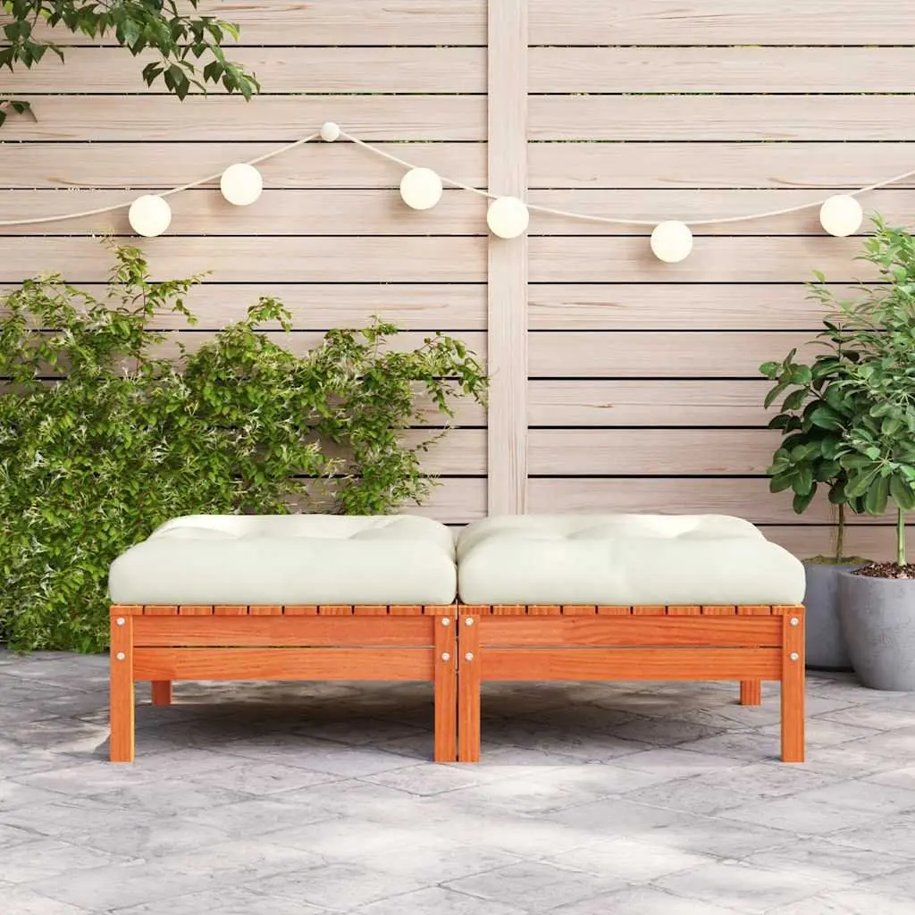 Outdoor Garden Footstools 2 pcs Solid Wood Pine Patio Ottoman Size