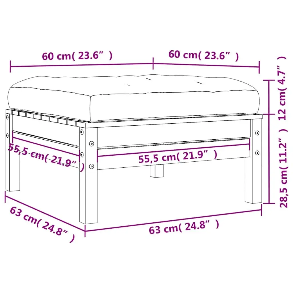 Outdoor Footstools for Garden Patio 2 Piece with Cushions