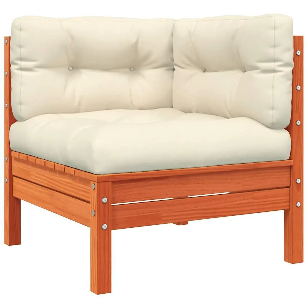 3 Seater Garden Sofa with Cushions and Footstool Outdoor Patio Furniture Brown