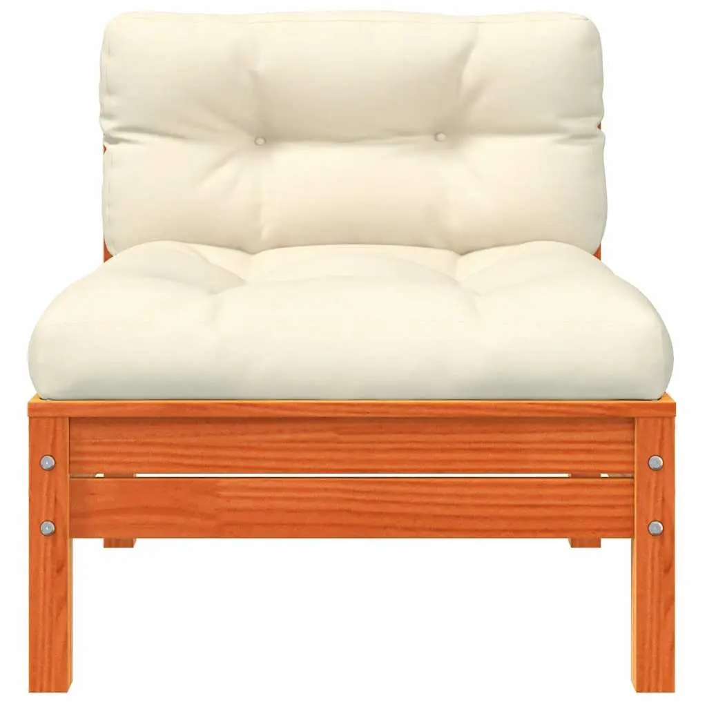 3 Seater Garden Sofa with Cushions and Footstool Outdoor Patio Furniture Brown